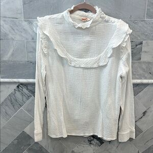 Cream Gauze Textured Women's Top